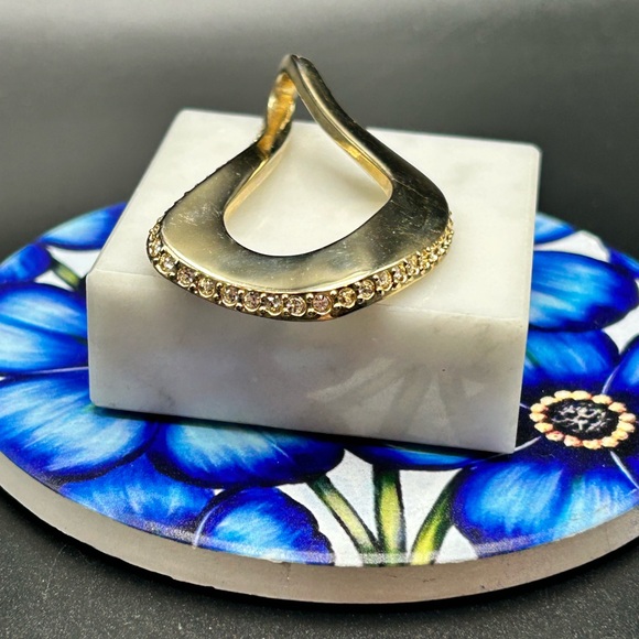 Robert Lee Morris RLM SoHo 2 1/2” Pendant Gold tone Rhinestones #J08 - Picture 3 of 6